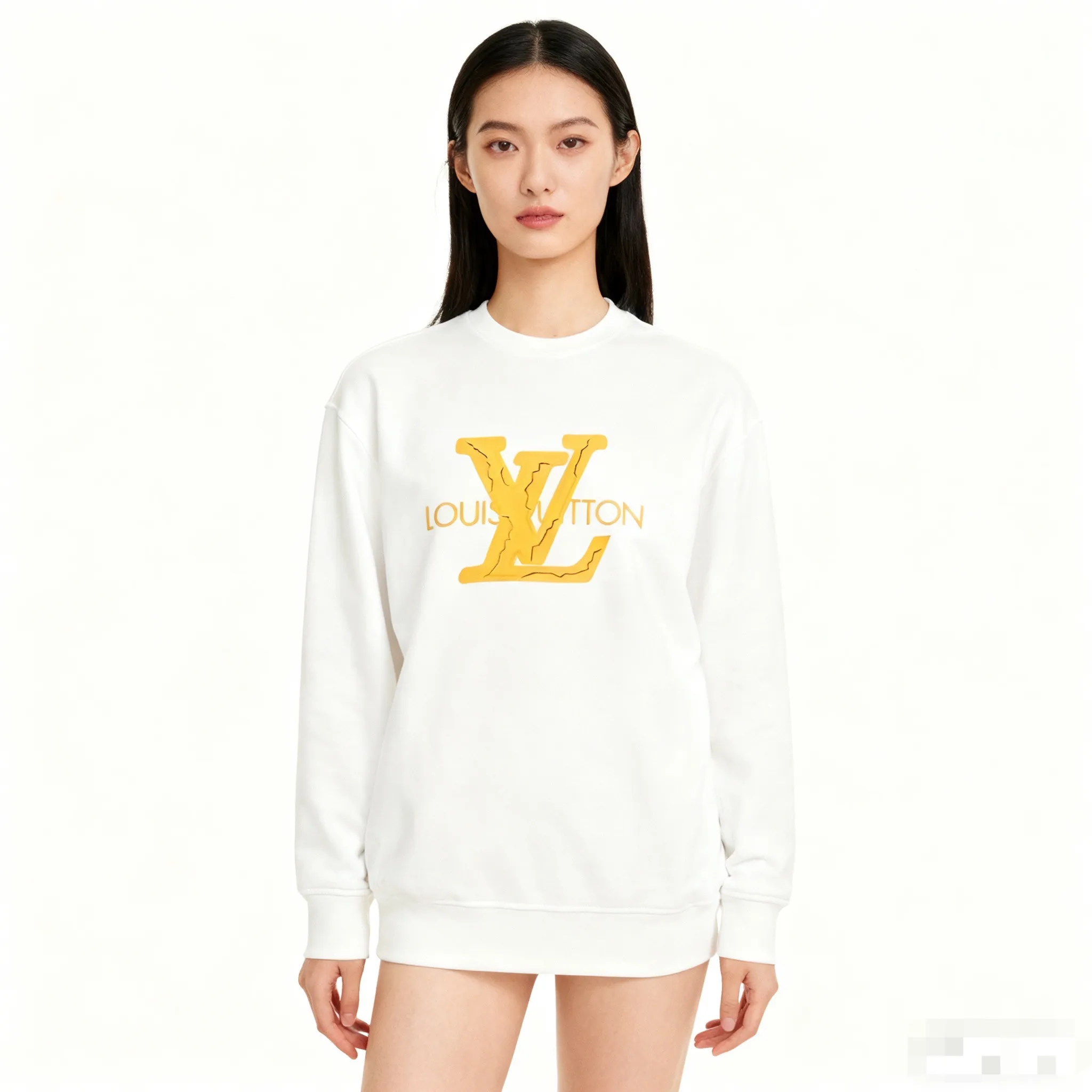 Louis Vuitton/Louis Vuitton 25Fw three-dimensional logo print crew neck sweatshirt